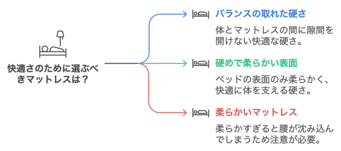 マットレスと腰・背中の間に隙間ができない硬さ